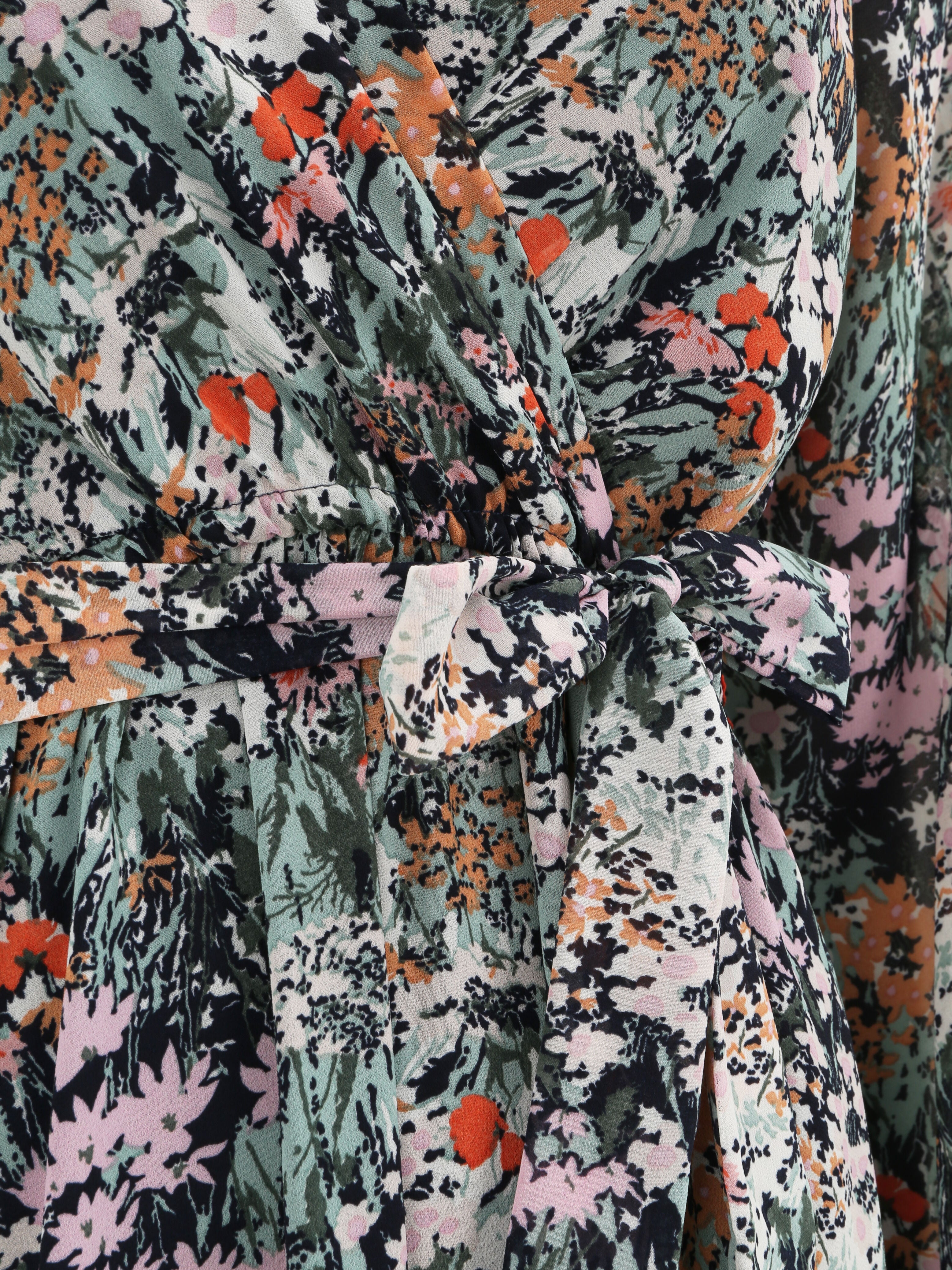 Robe longue à imprimé fleuri - Noir - 3