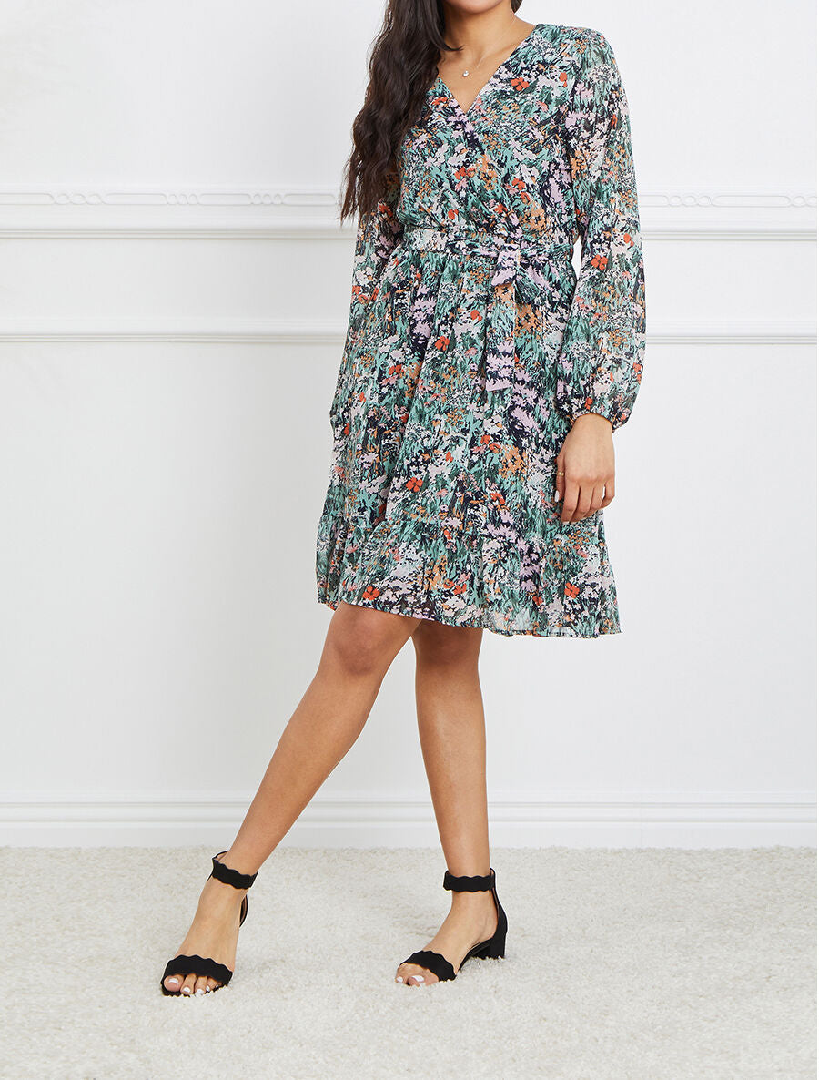 Robe longue à imprimé fleuri - Noir - 4