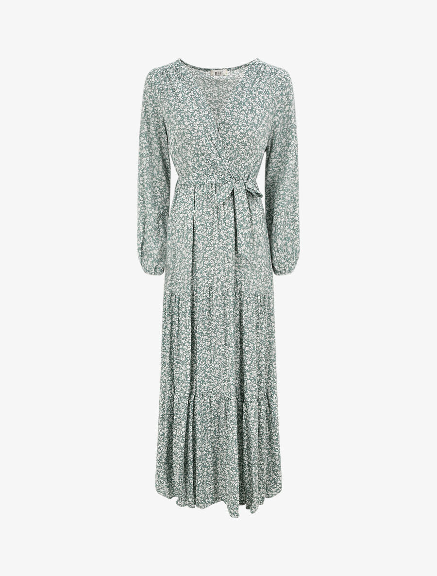 Robe longue à imprimé multi-fleurs - Vert d&