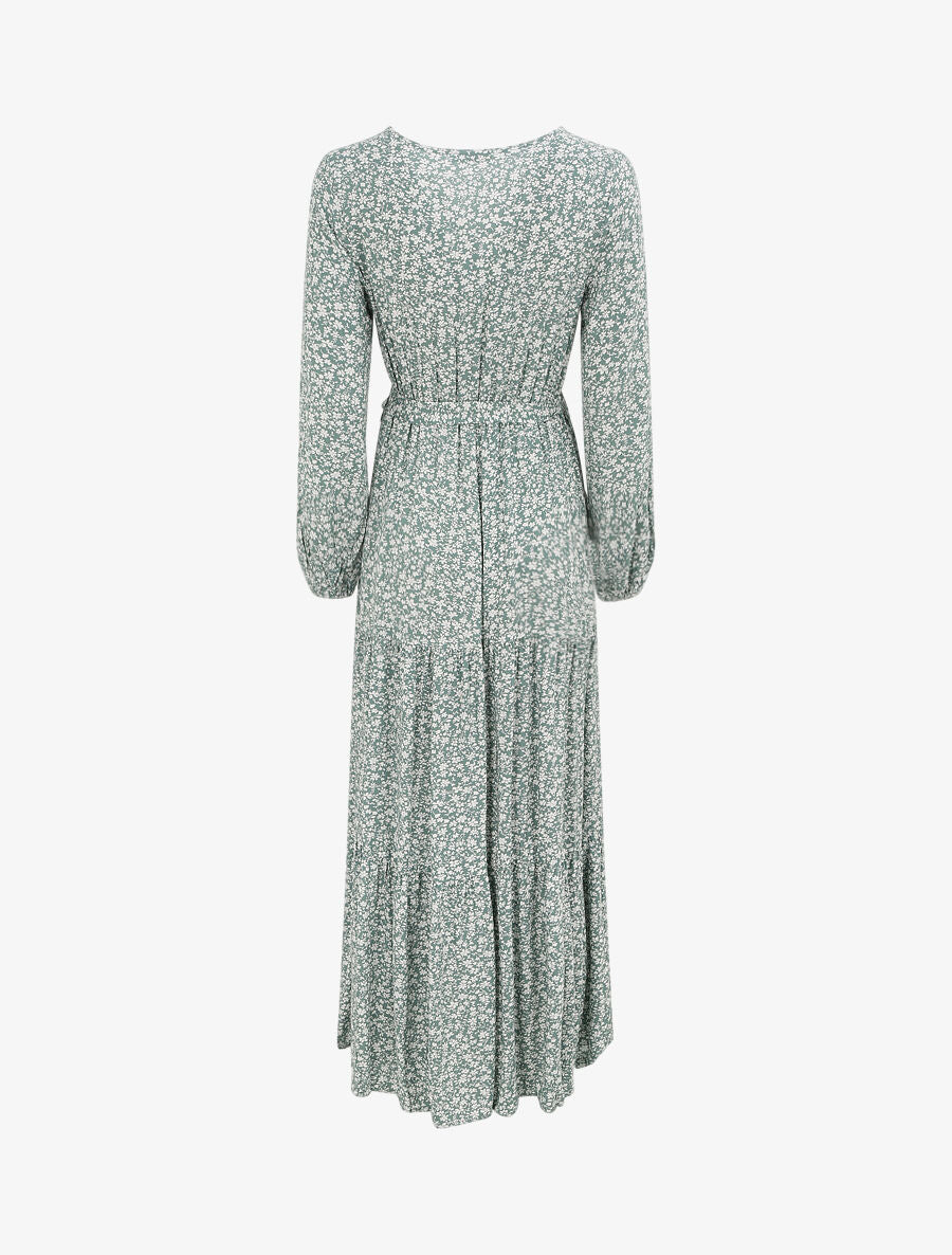 Robe longue à imprimé multi-fleurs - Vert d&
