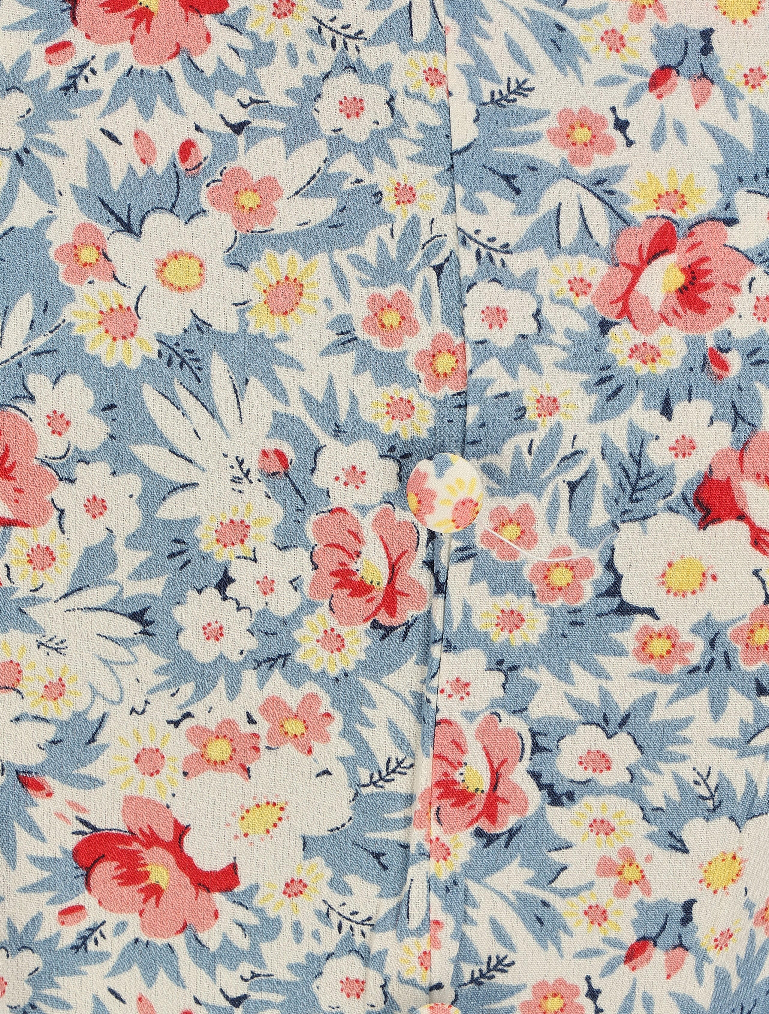 Robe longue évasée à volants imprimé fleurs des champs - Bleu ciel - 3