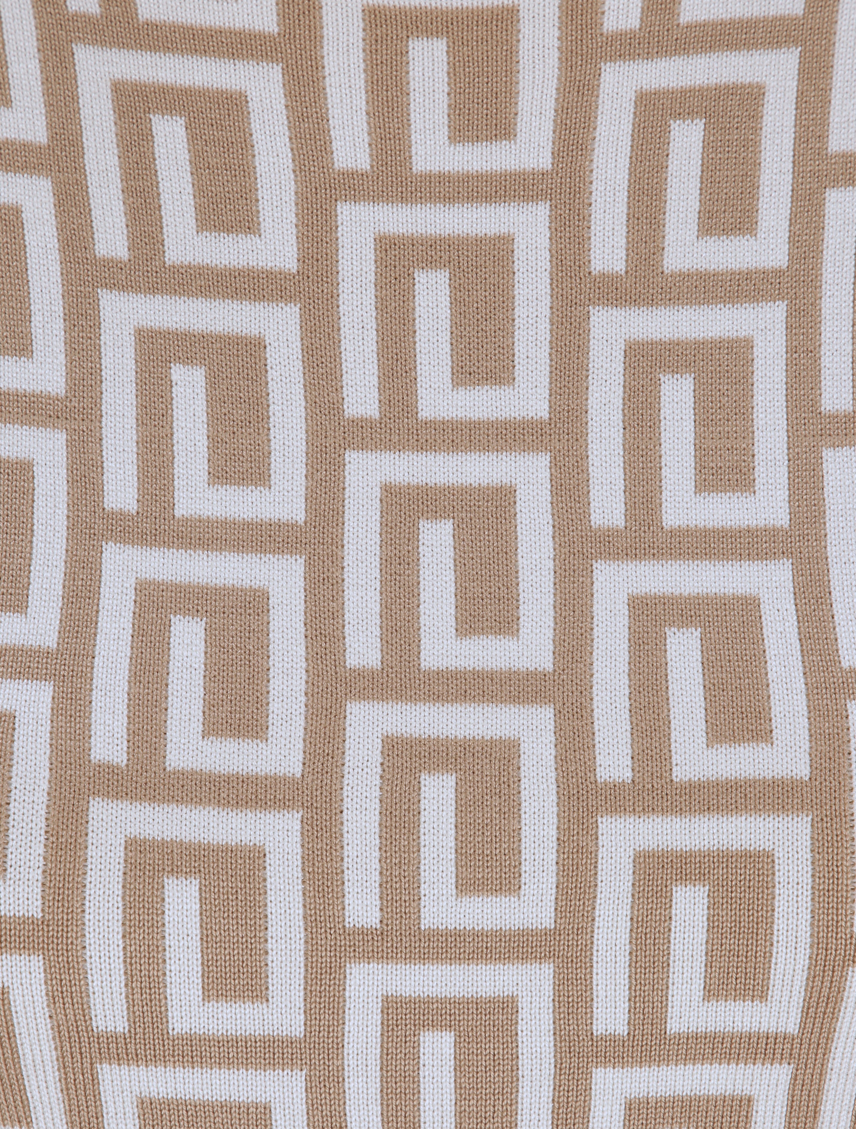 Robe courte ajustée jacquard grec - Beige - 3