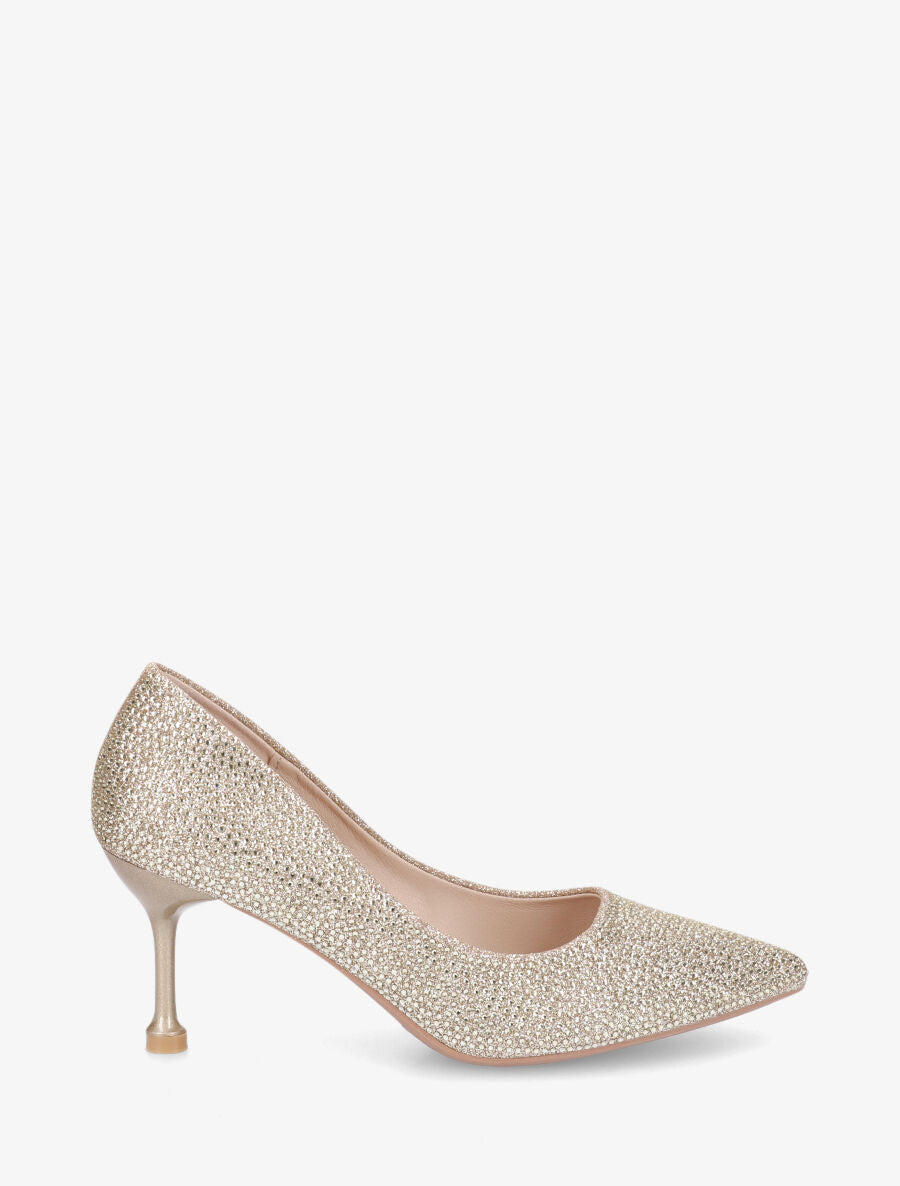 Escarpins pointus à strass - Or - 1