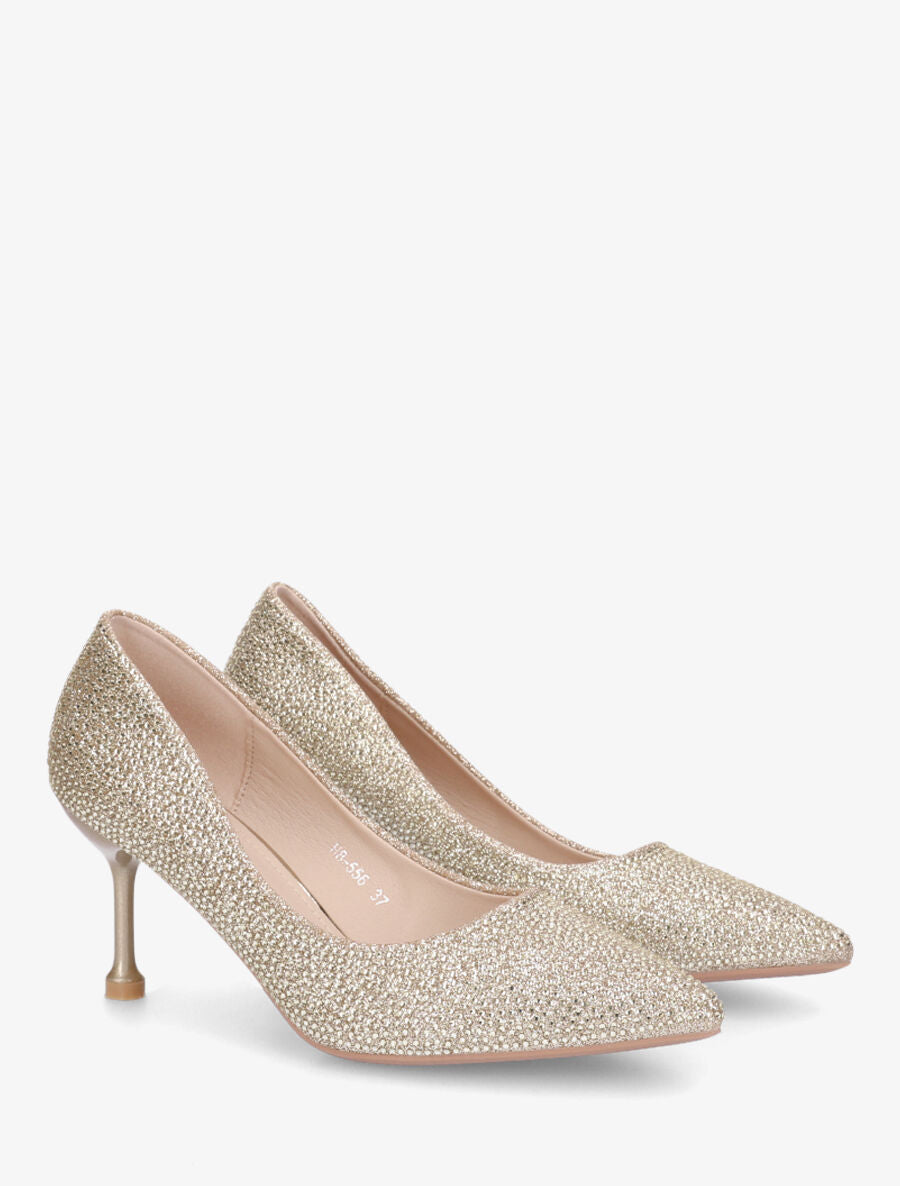 Escarpins pointus à strass - Or - 4