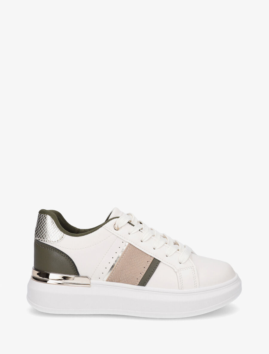 Sneakers compensées à empiècement métal - Vert - 1
