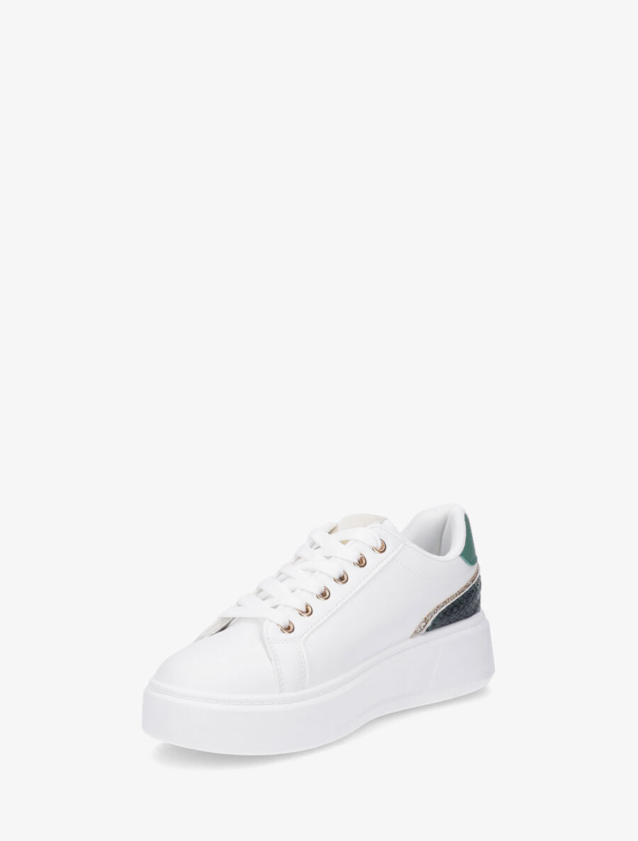 Sneakers en simili à zip décoratif - Vert - 3