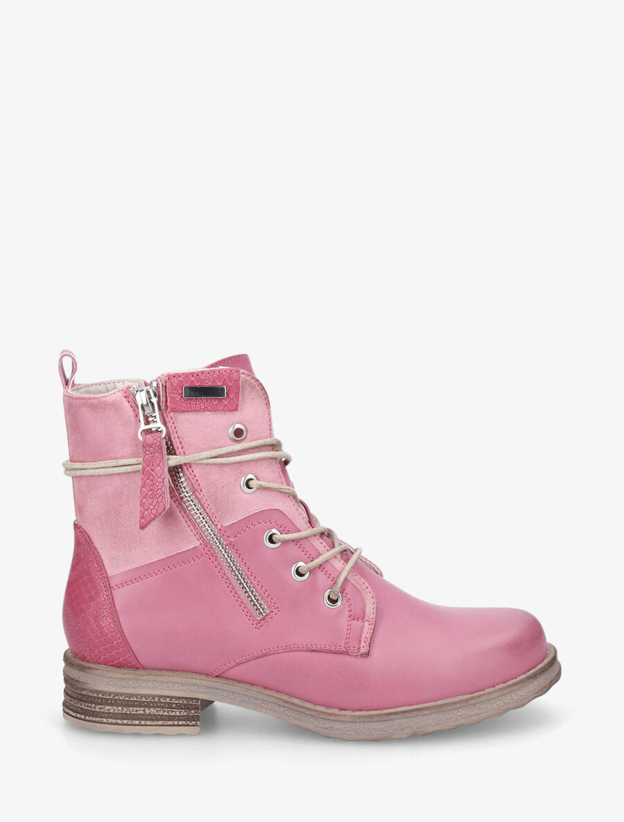 Bottines bi-matière à contrefort python - Fushia - 5