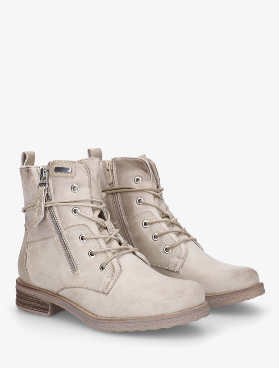 Bottines bi-matière à contrefort python - Beige - 5