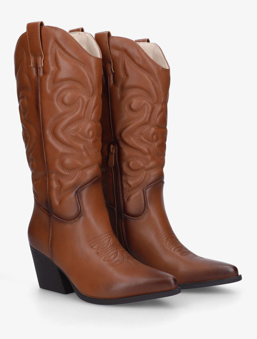 Bottes style santiags - Camel - 4