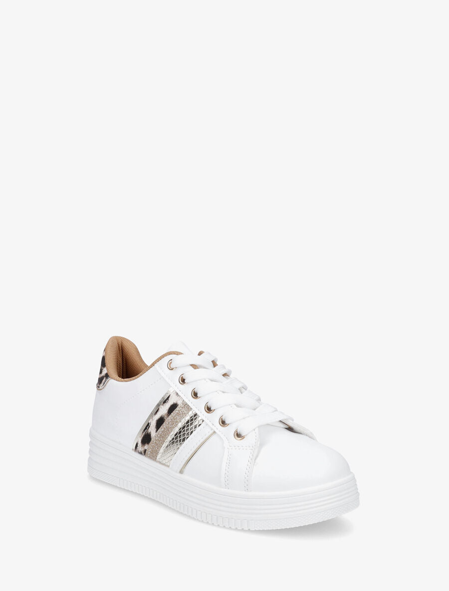 Sneakers en simili à bandes irisées et texturées - Or - 2
