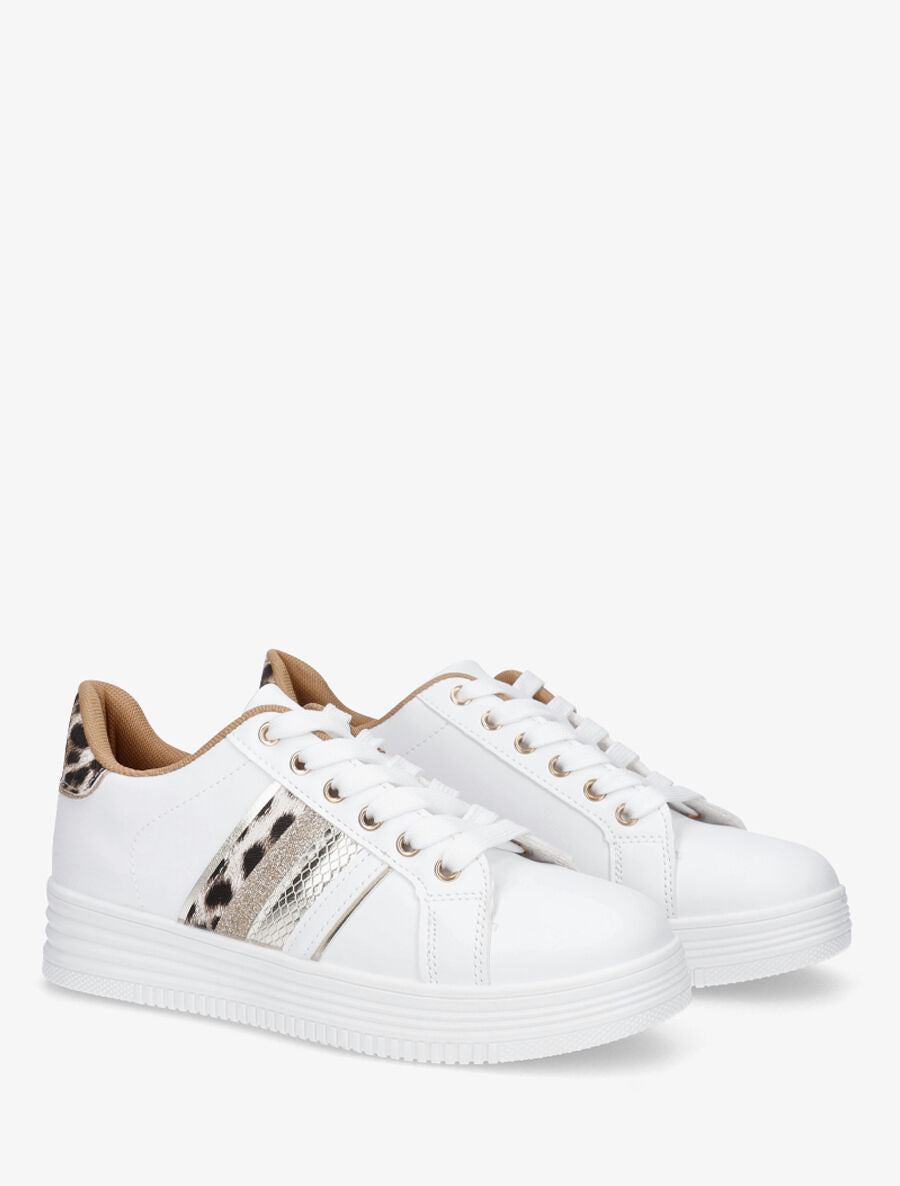 Sneakers en simili à bandes irisées et texturées - Or - 4