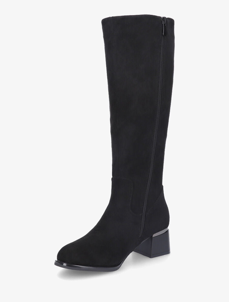Bottes plates en suédine languette à strass - Noir - 3