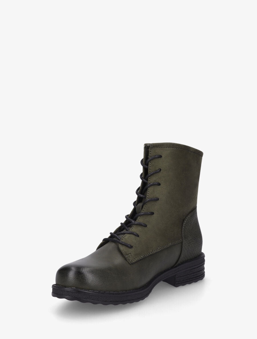 Bottines bimatière à lacets - Kaki - 3