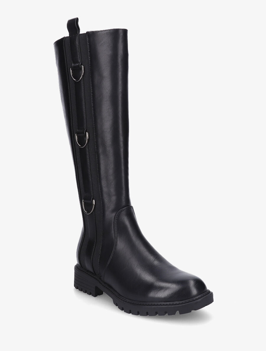 Bottes plates en simili à anneaux - Noir - 2