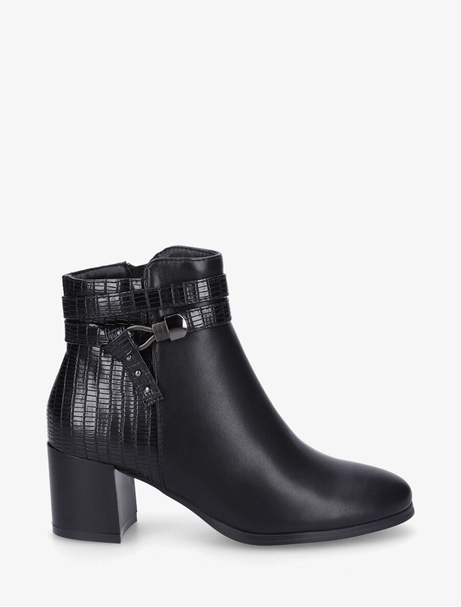 Bottines effet reptile à boucle - Noir - 1