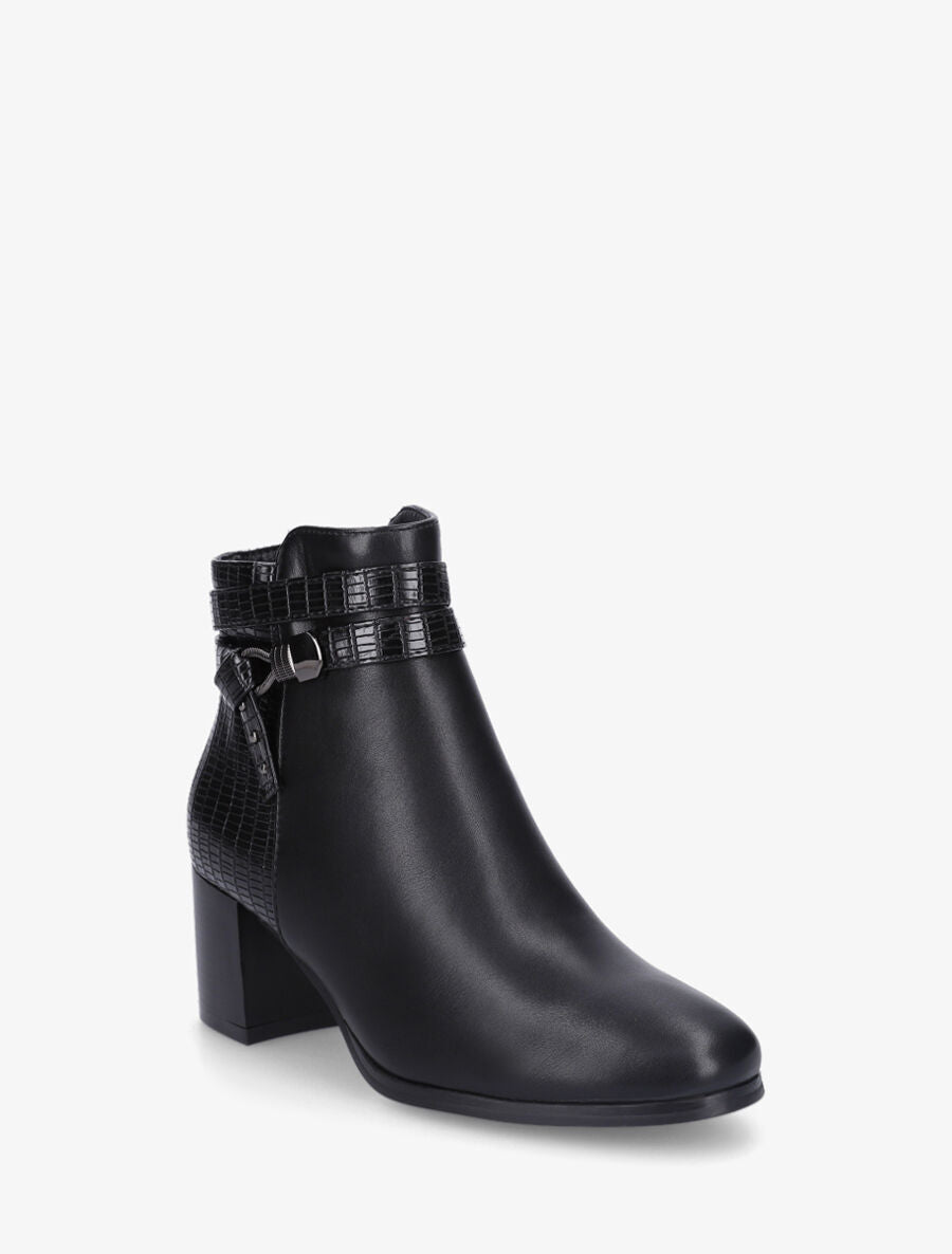 Bottines effet reptile à boucle - Noir - 2