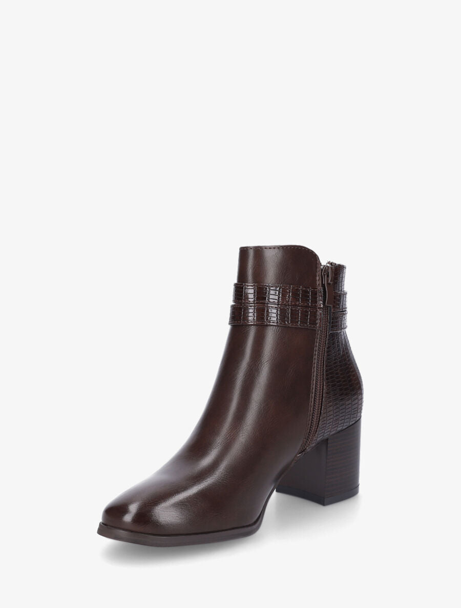 Bottines effet reptile à boucle - Marron - 4