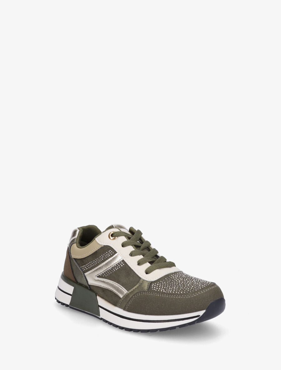 Sneakers en suédine et strass - Kaki - 2