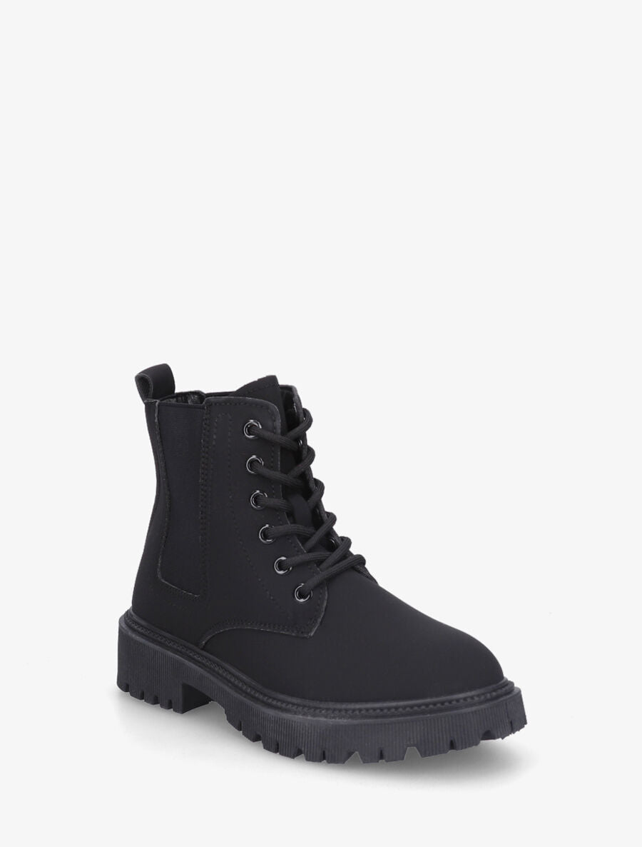 Bottines élastiquées et lacets en simili - Noir - 2