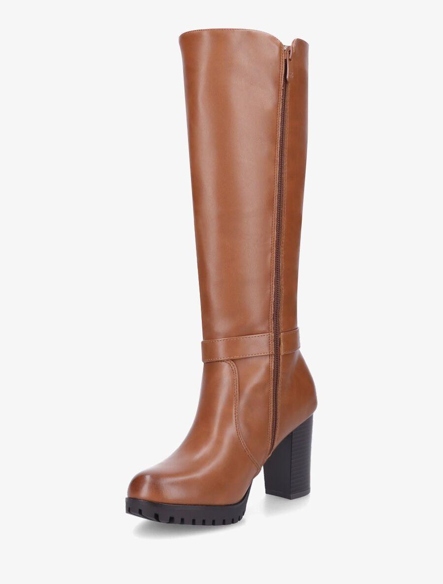 Bottes à talon et boucle élastiquées - Camel - 3