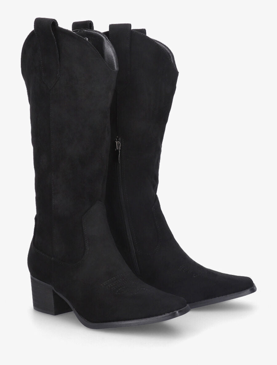 Bottes en suédine style santiags - Noir - 4