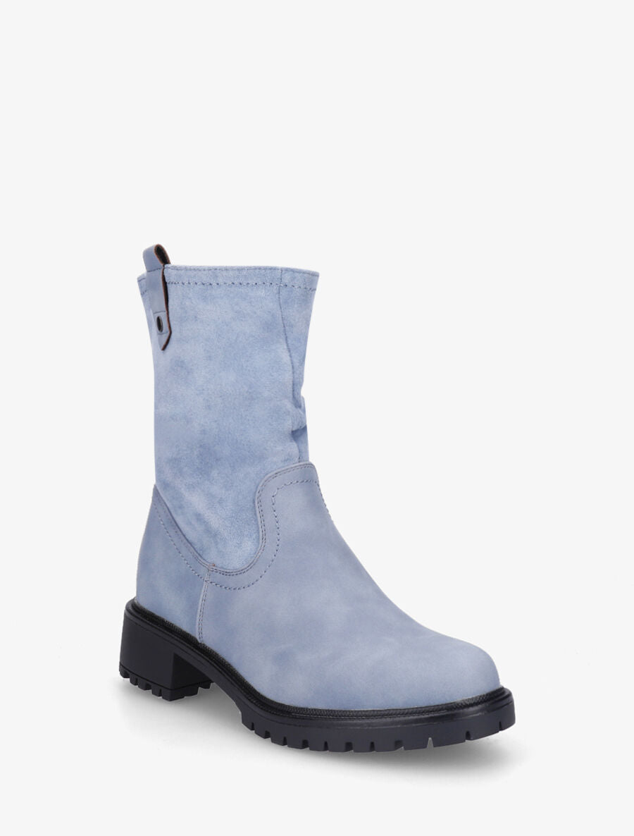 Bottines montantes bi-matière - Bleu clair - 2