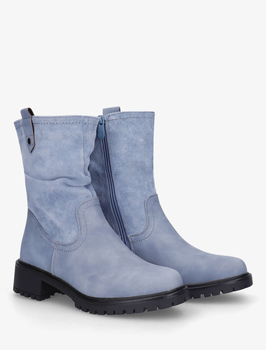 Bottines montantes bi-matière - Bleu clair - 4