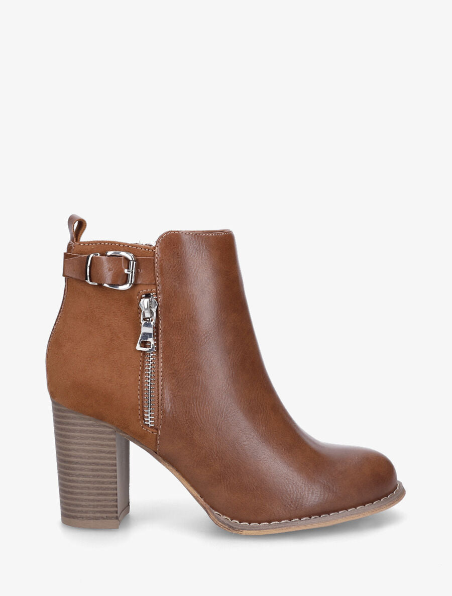 Bottines hautes bi-matière - Camel - 1