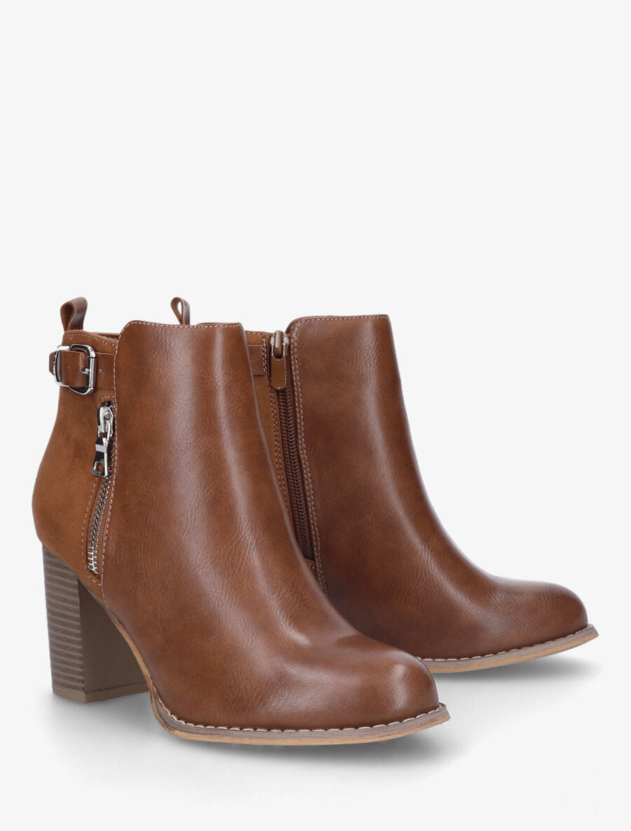 Bottines hautes bi-matière - Camel - 4
