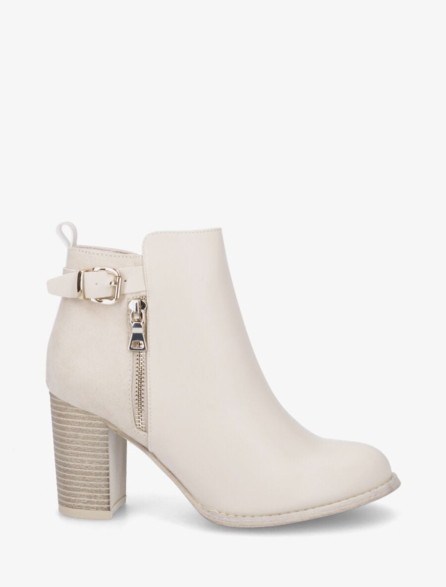 Bottines hautes bi-matière - Beige - 1