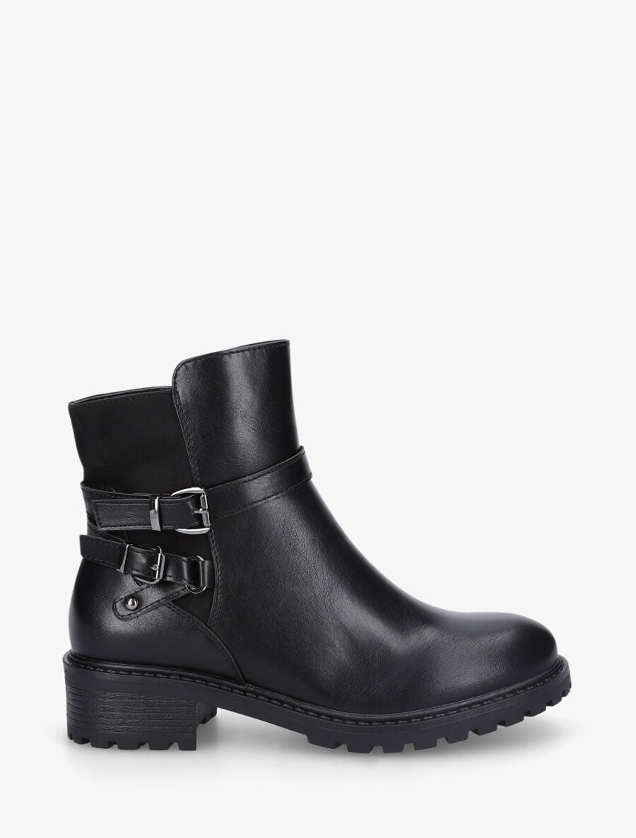 Bottines en simili à détail suédine - Noir - 6
