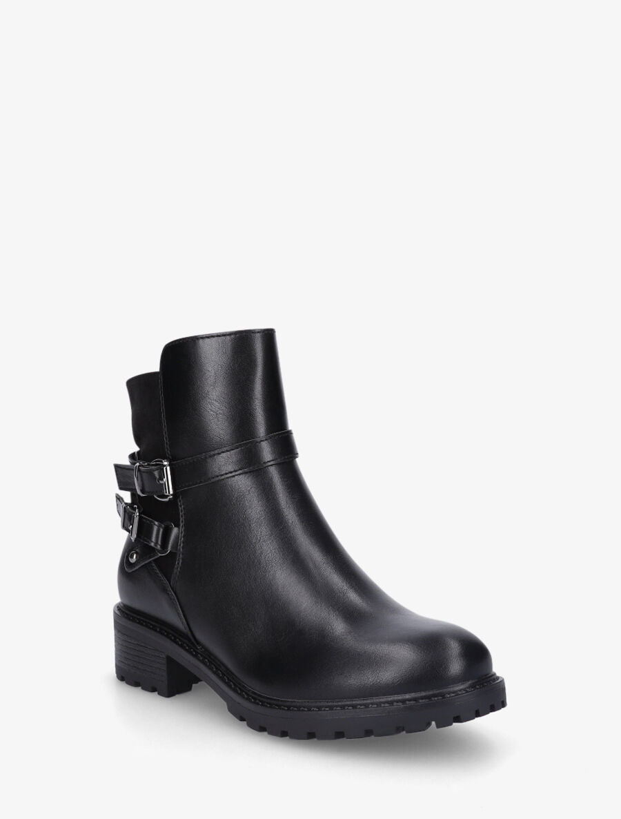 Bottines en simili à détail suédine - Noir - 3