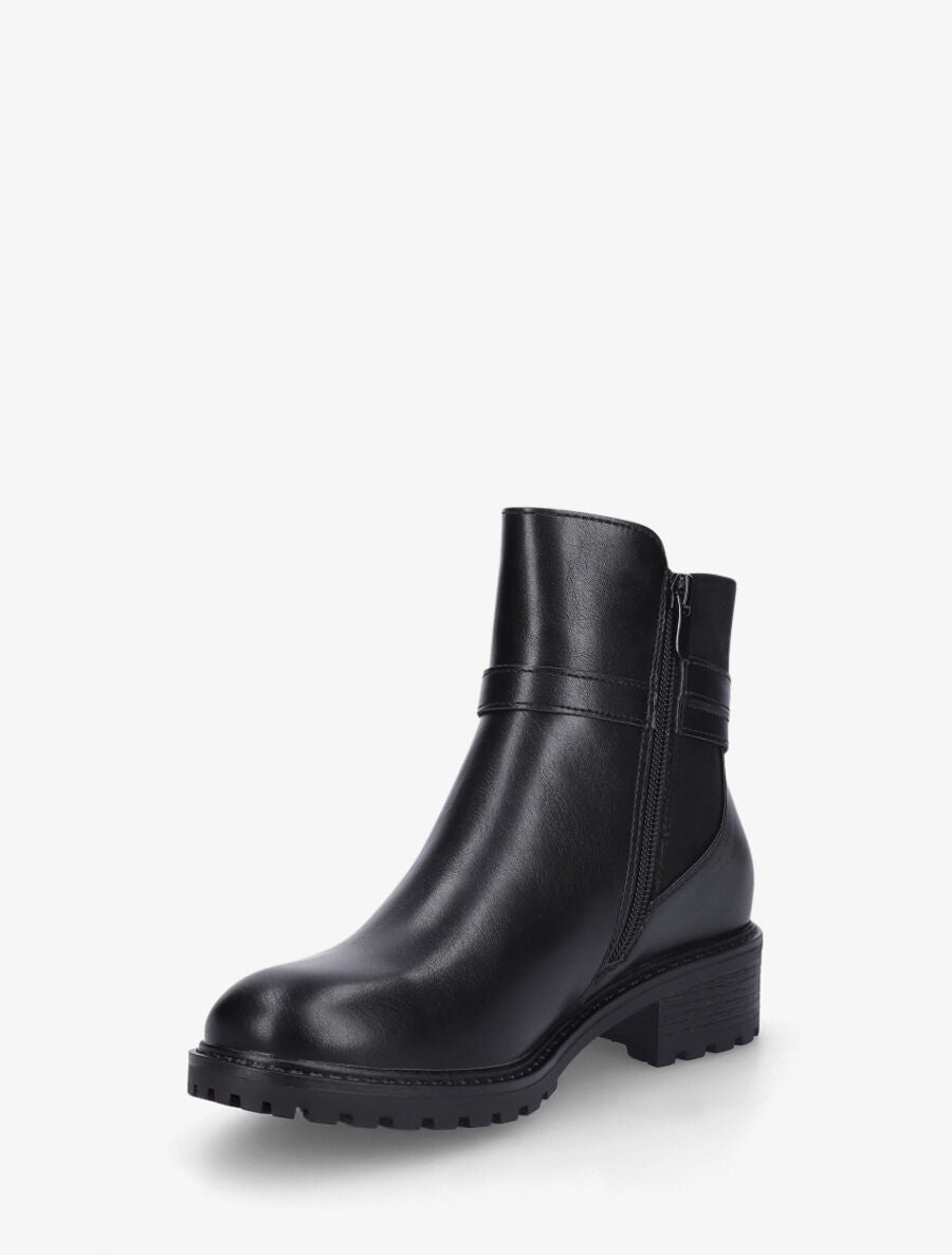 Bottines en simili à détail suédine - Noir - 4