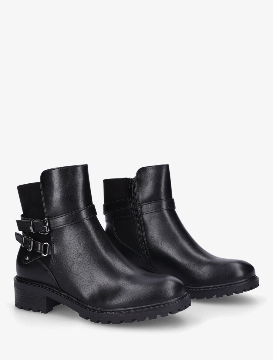 Bottines en simili à détail suédine - Noir - 5