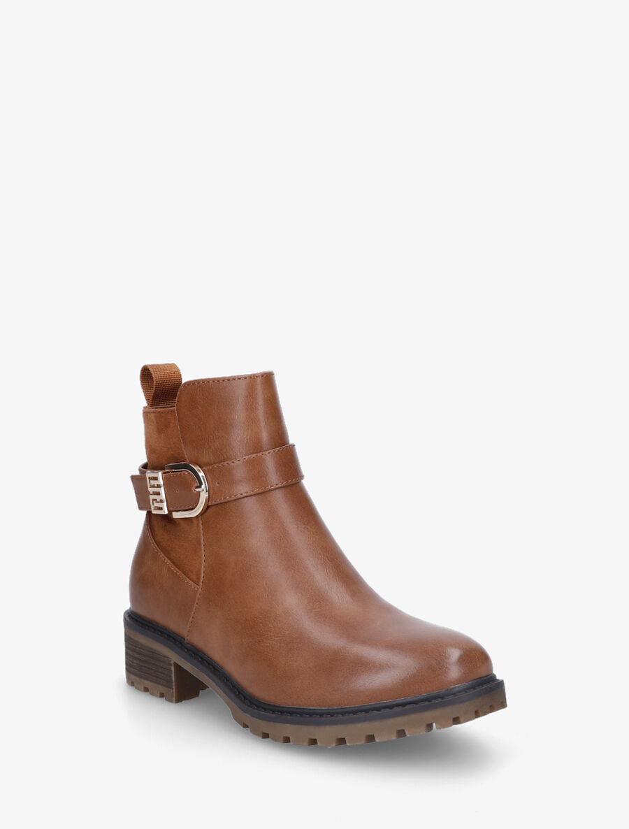 Bottines plates à semelle crantée - Camel - 2