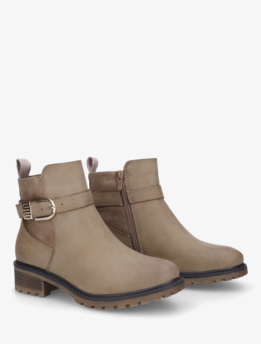 Bottines plates à semelle crantée - Taupe - 4