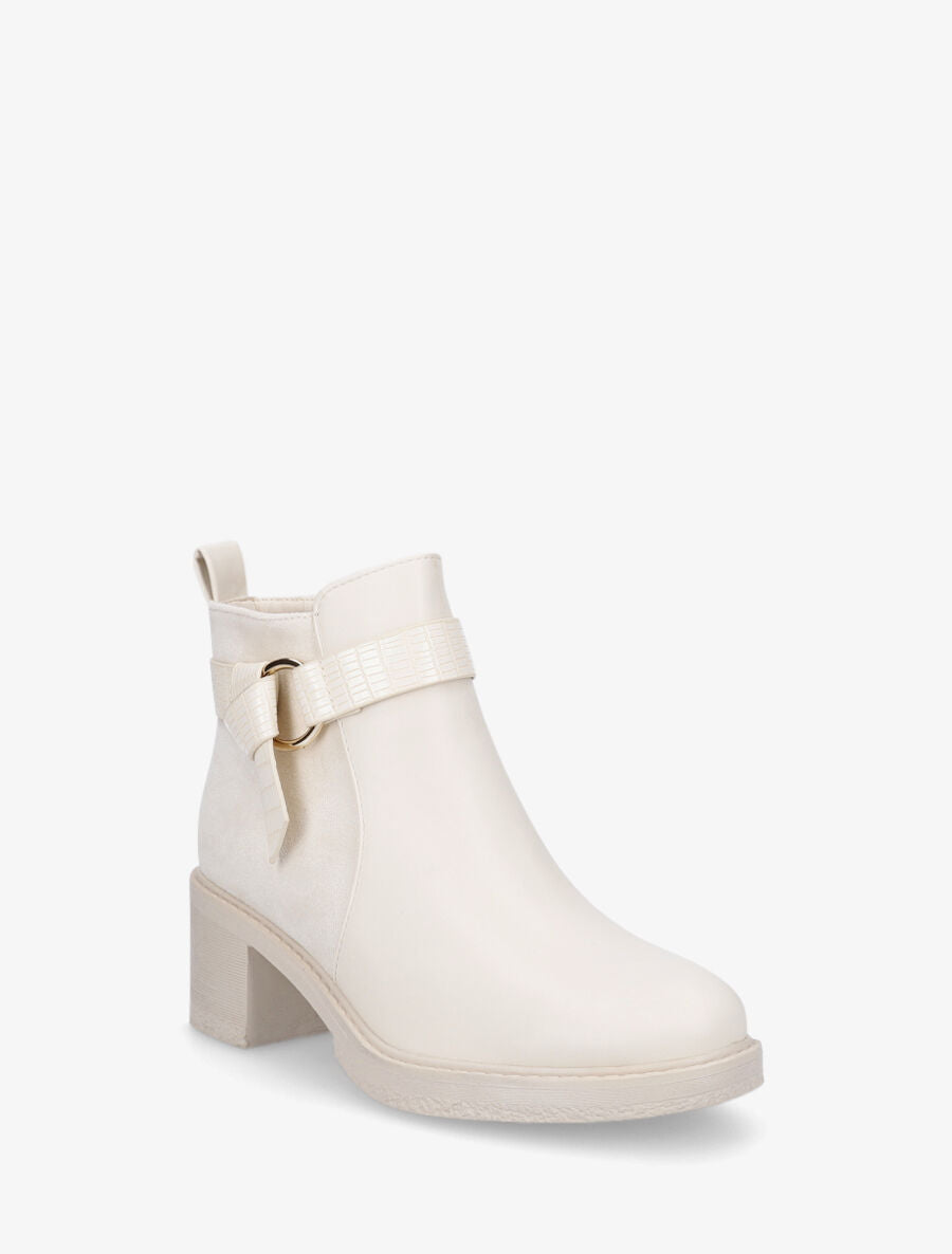 Bottines bi-matière à boucle - Beige - 2