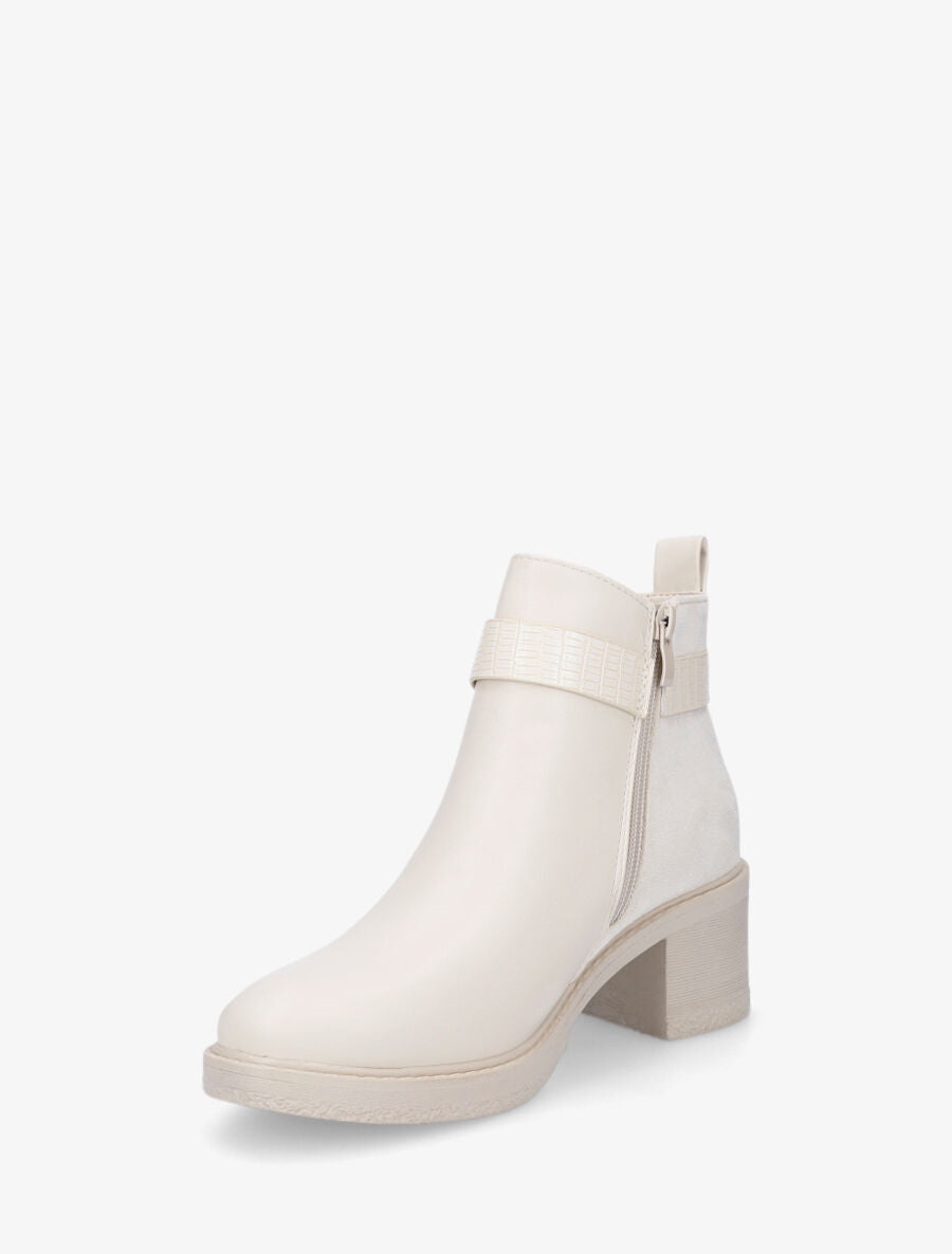 Bottines bi-matière à boucle - Beige - 3