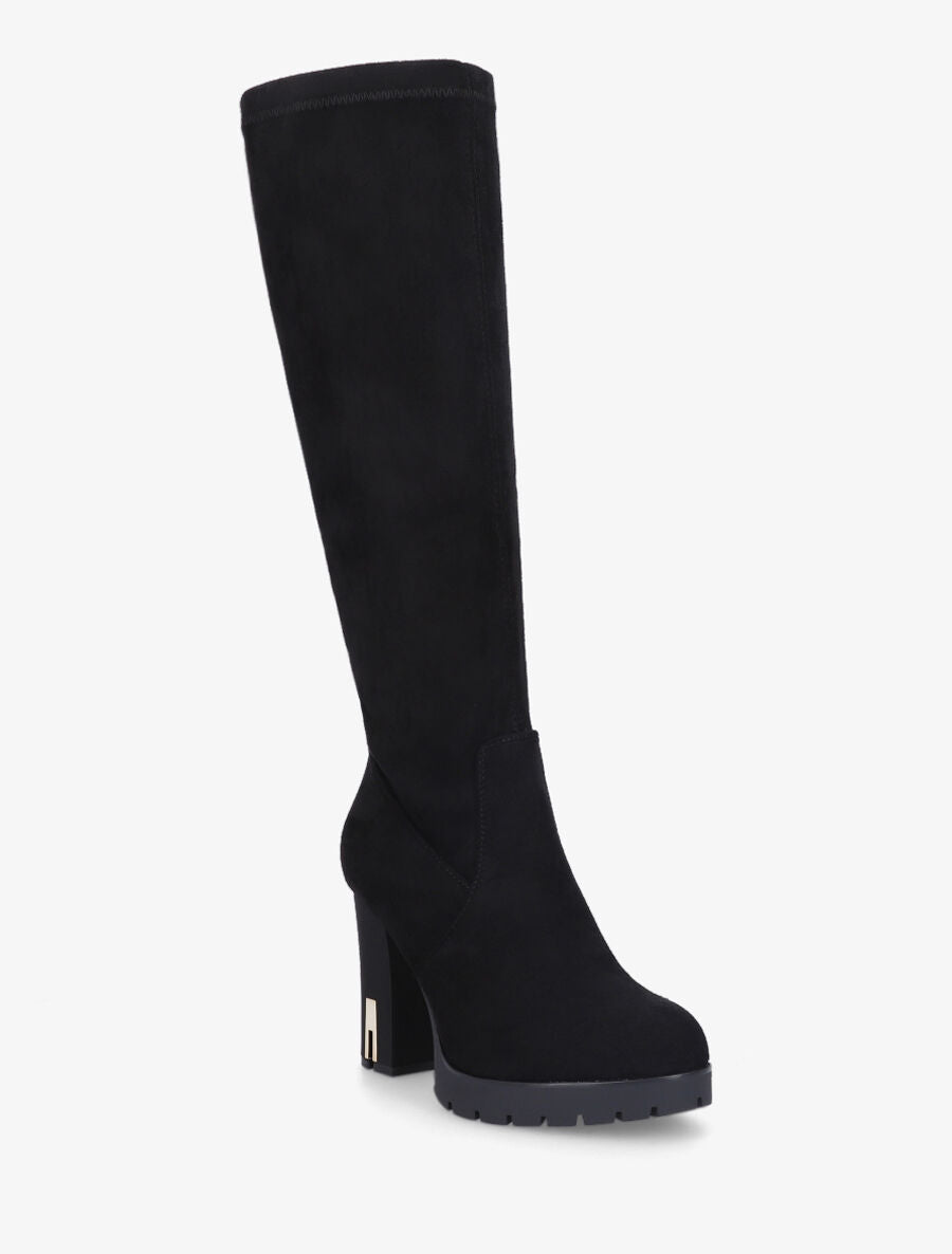 Bottes en suédine à talon et plateforme - Noir - 2