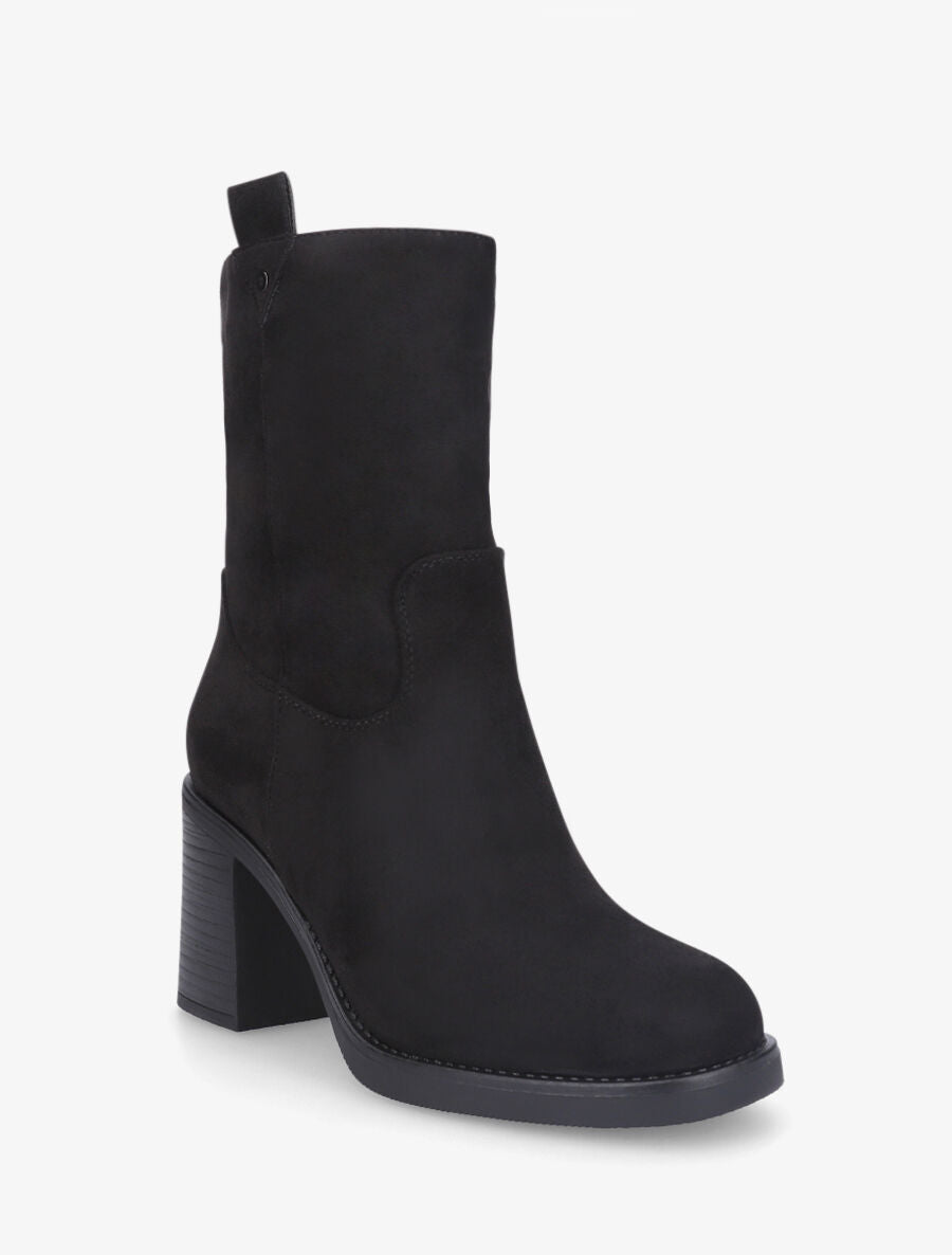 Bottines montantes en suédine à talon - Noir - 2
