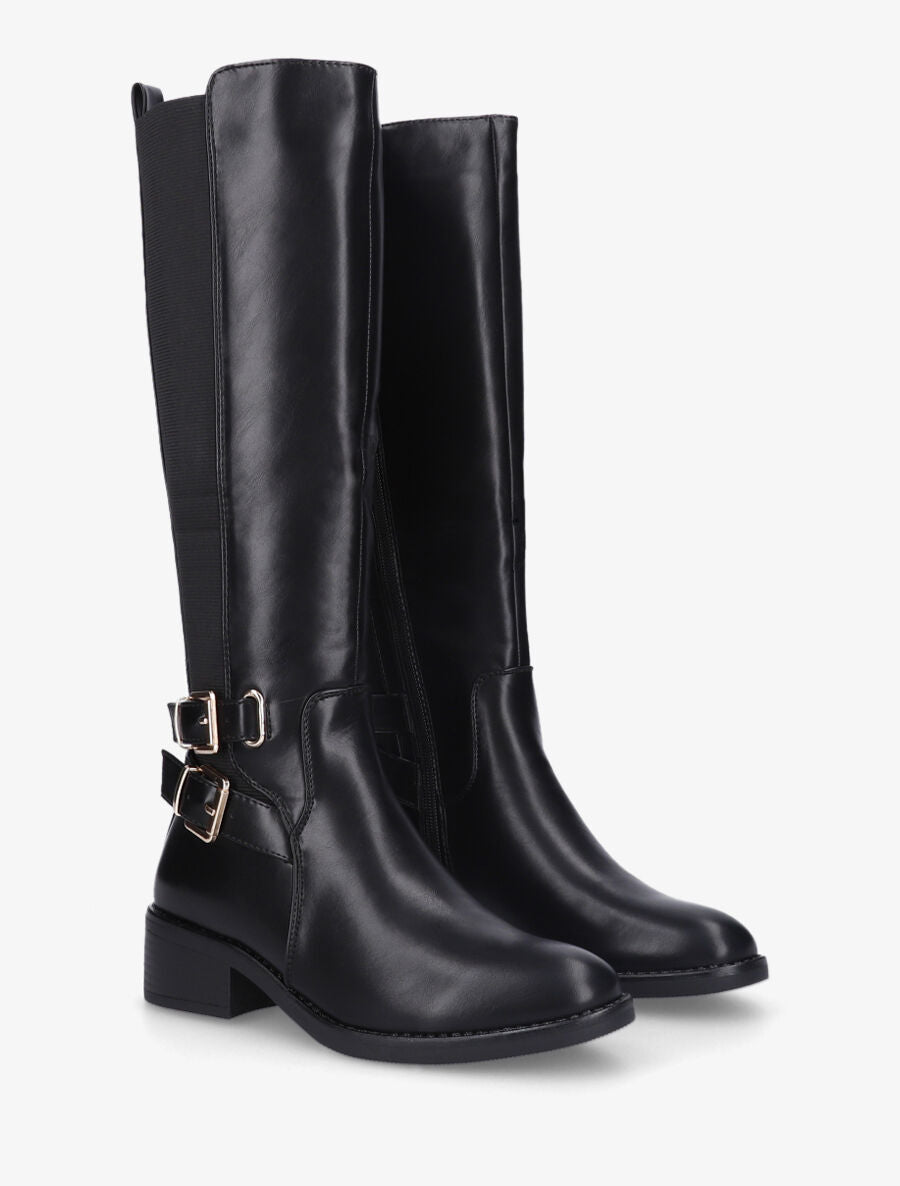 Bottes élastiquées à double sangle - Noir - 4