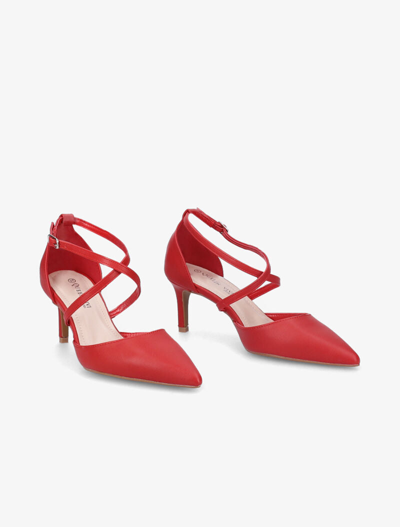 Escarpins à brides croisées - Rouge - 5