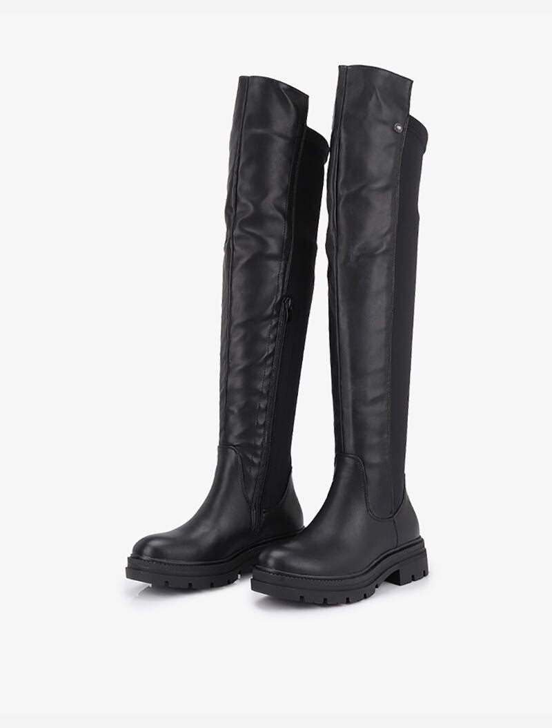 Cuissardes bi-matière à plateforme - Noir - 4