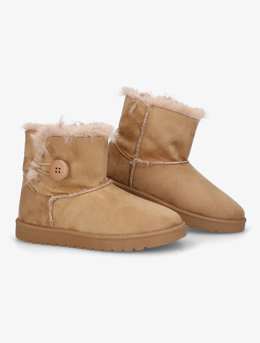Boots fourrées en suédine - Beige - 4