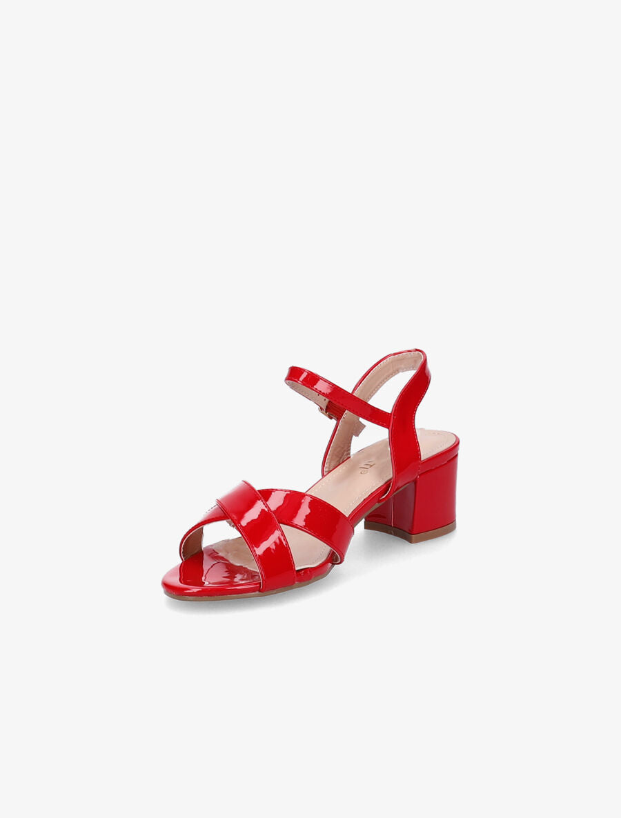 Sandales vernies à ganses croisées - Rouge - 3