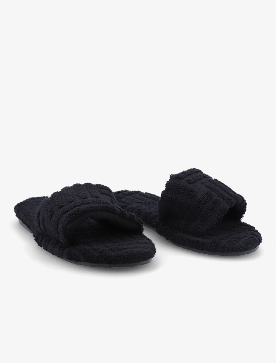 Claquettes en toile texturée - Noir - 4