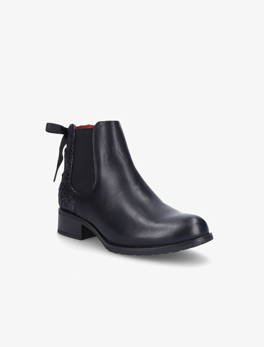 Chelsea boots à contrefort pailleté et lacets - Noir - 2