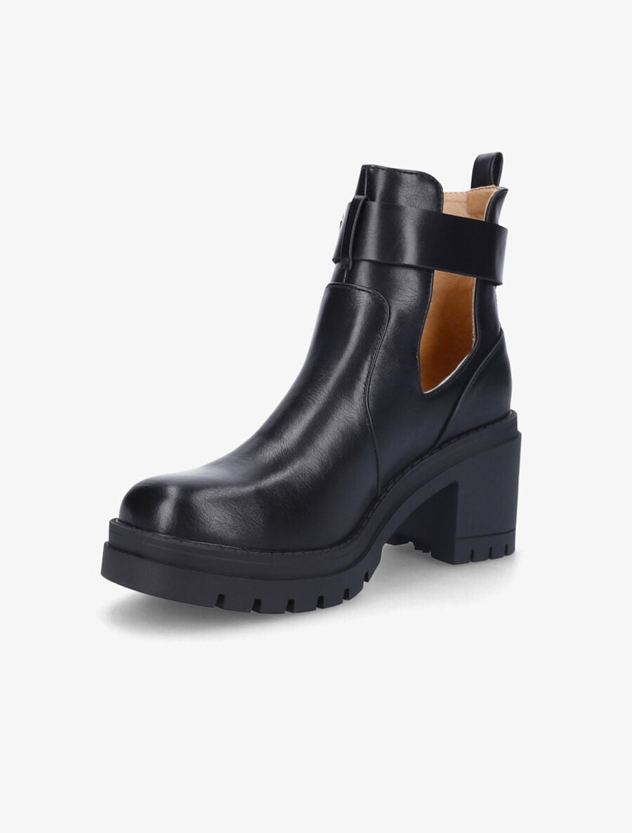 Bottines ajourées à talon épais - Noir - 3