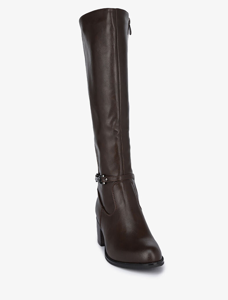 Bottes élastiquées à détail métallique - Marron - 3