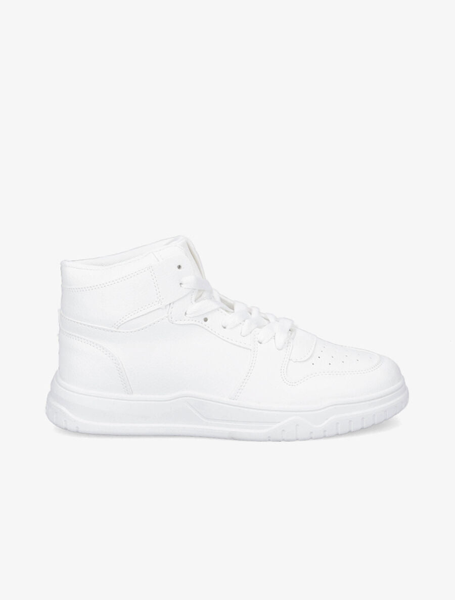 Sneakers montantes en simili à lacets - Blanc - 5